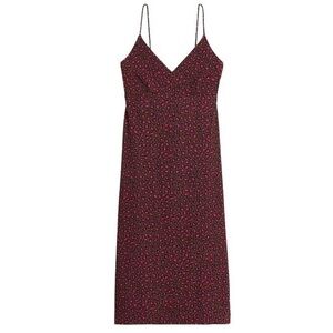 Banana Republic Women XS Leopard Knit Wrinkle-Resistant Tie-Back Midi Slip Dress